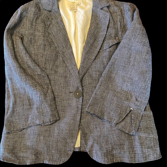 Max Studio Authentic Linen Blazer Jacket Silver - Picture 4 of 9